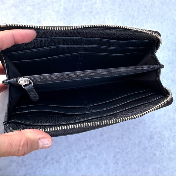 Coach Zip Wallet Signature Jacquard Black Size 8"x4" - Picture 9 of 10